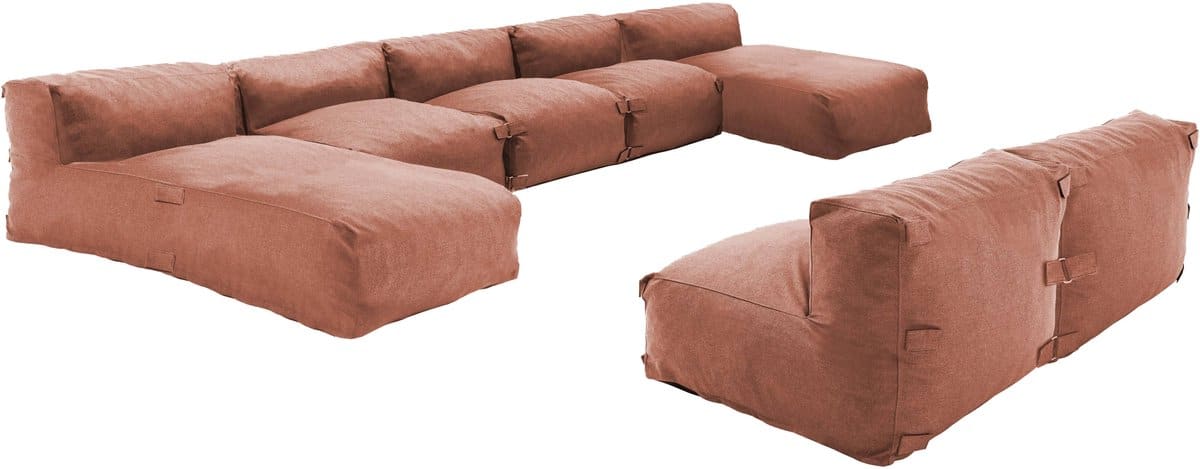 oviala modulair 7 zits tuinmeubilair met 2 terracotta ligbedden