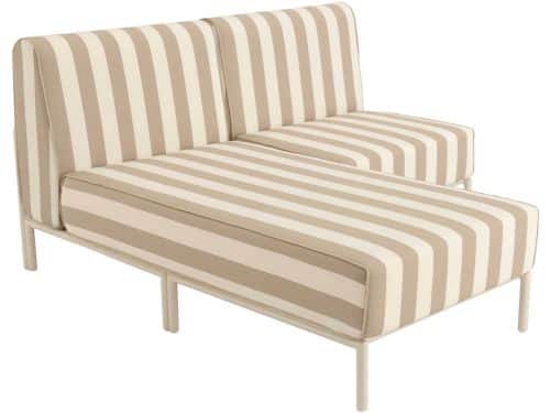 Oviala - Modulaire lage gestreepte tuinset voor 2 personen Beige