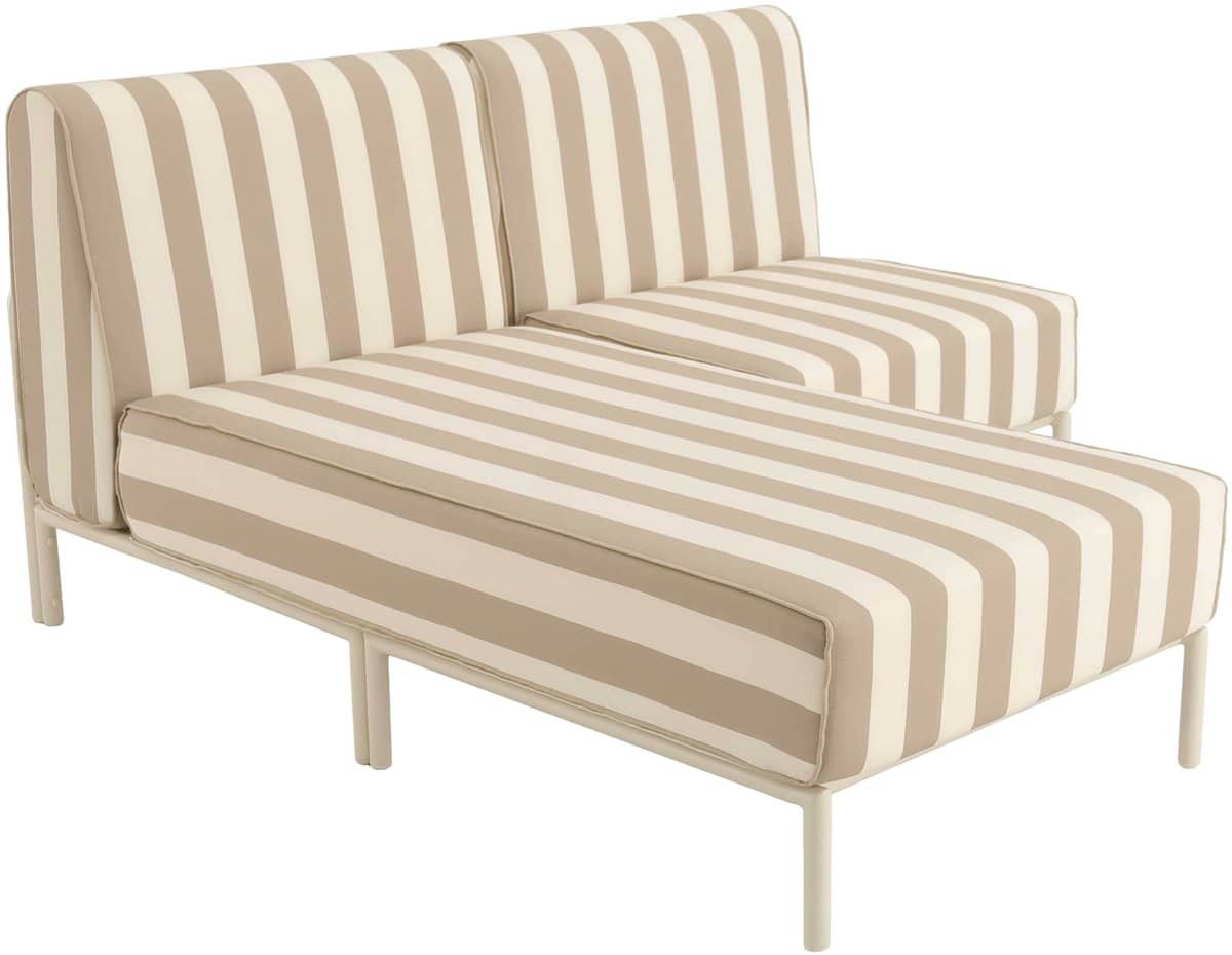 oviala modulaire lage gestreepte tuinset voor 2 personen beige