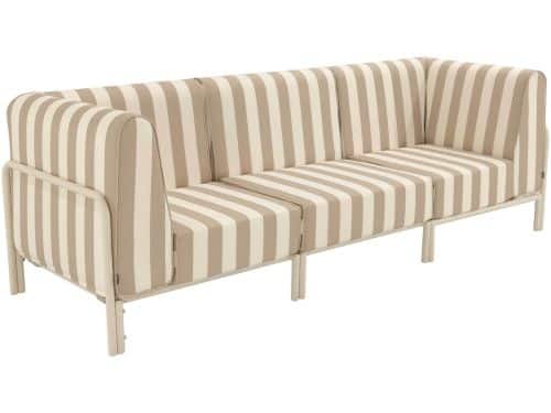 Oviala - Modulaire lage gestreepte tuinset voor 3 personen Beige