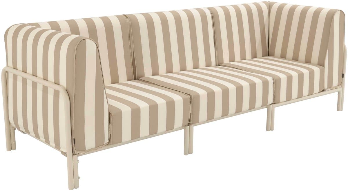 oviala modulaire lage gestreepte tuinset voor 3 personen beige