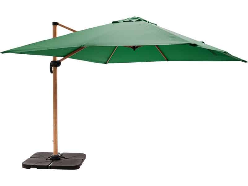 Oviala - Parasol van 3x3m en 4 houten groene cactusvormige