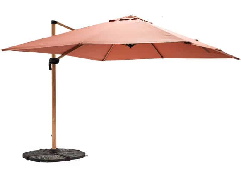 Oviala - Parasol van 3x3m en 4 verzwaarde tegels met