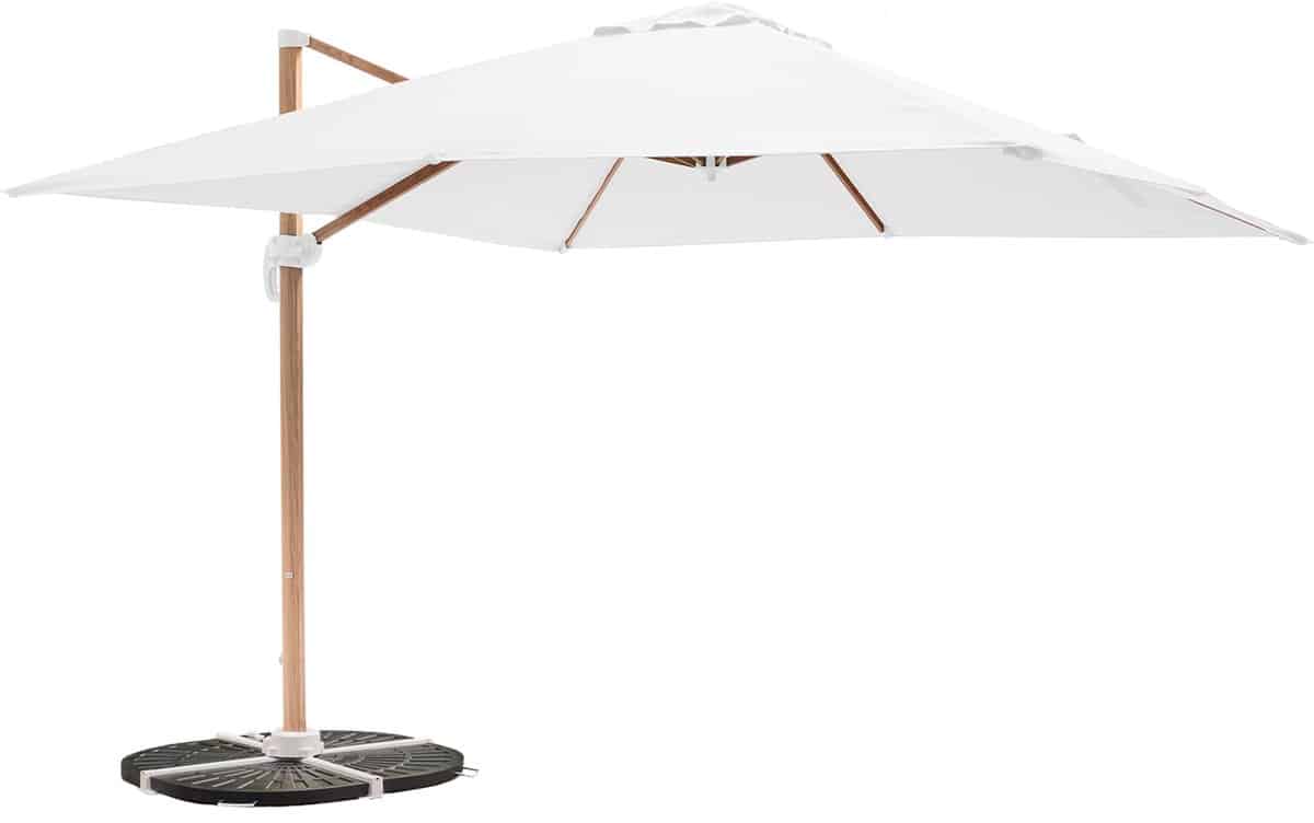 oviala parasol van 3x3m en 4 verzwaarde tegels met