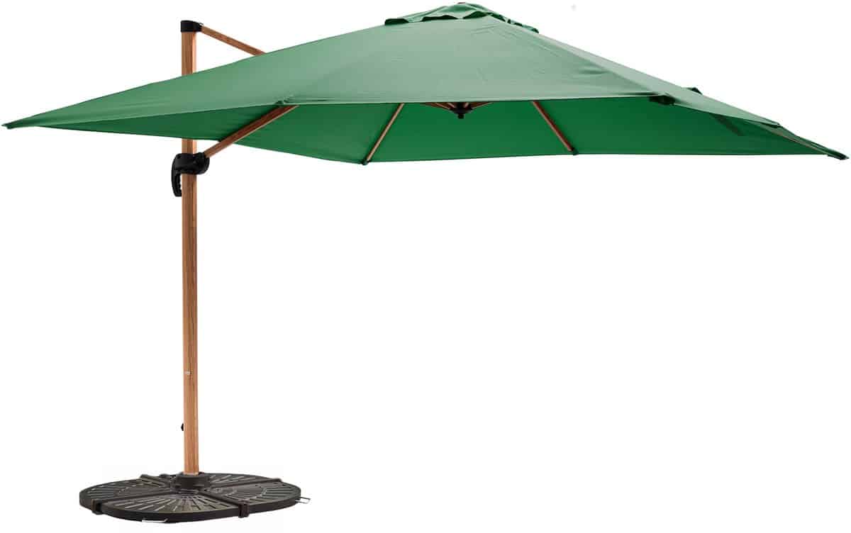 oviala parasol van 3x3m en 4 verzwaarde tegels met