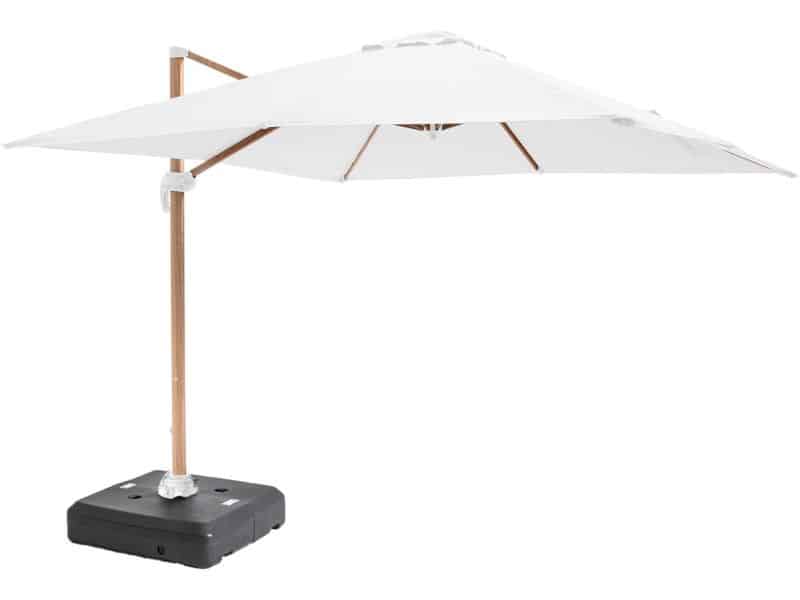 Oviala - Parasol van 3x3m en een verrijdbare witte houten