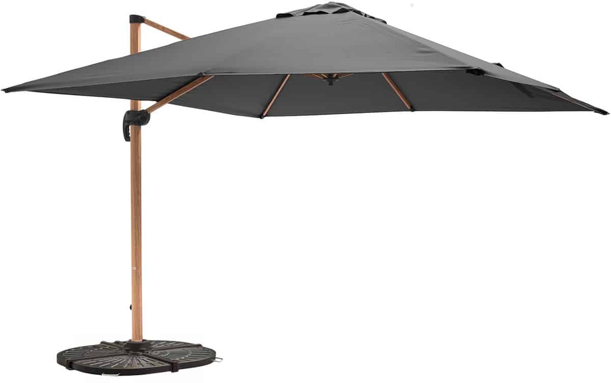 oviala verstelbare parasol 3x3m en 4 grijze verzwaarde tegels