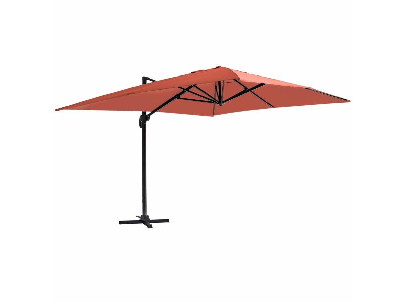 Oviala - Verstelbare parasol van 3x4m in terracotta aluminium