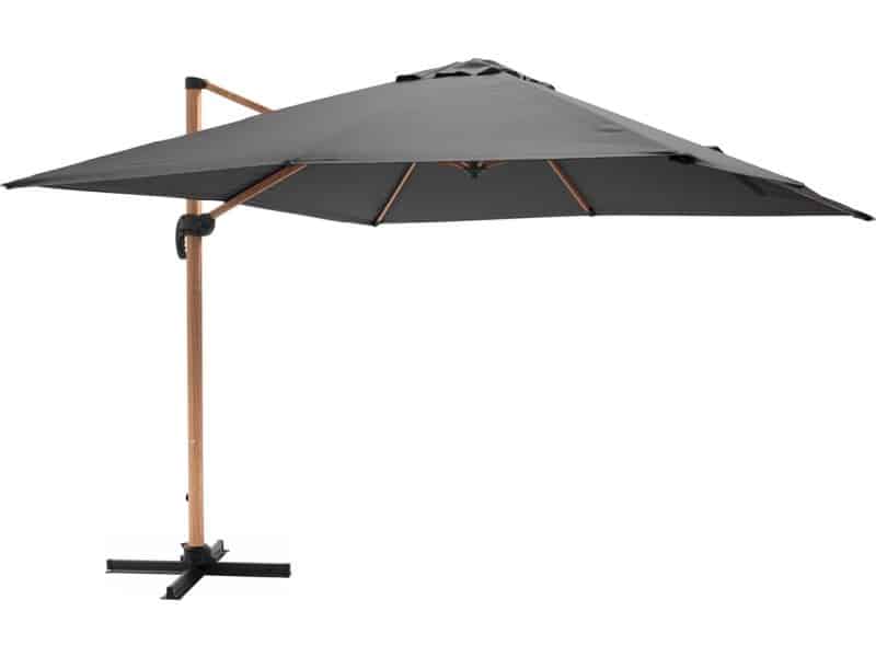 Oviala - Vierkante zweefparasol 3x3m met antraciet houteffect - Brescia