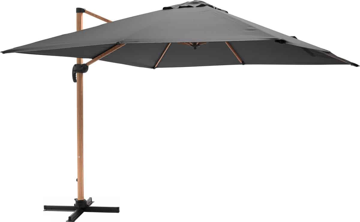 oviala vierkante zweefparasol 3x3m met antraciet houteffect brescia