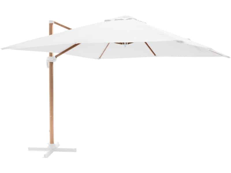 Oviala - Vierkante zweefparasol 3x3m met houtlook in crèmekleur