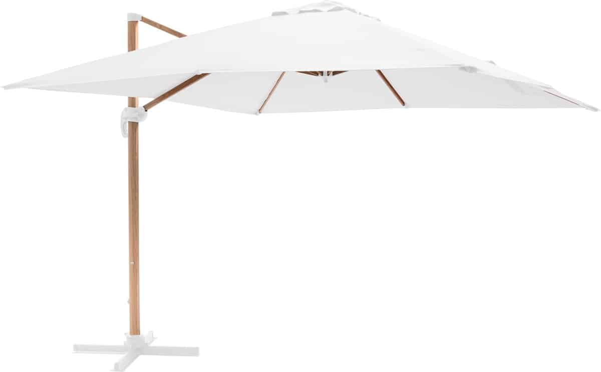 oviala vierkante zweefparasol 3x3m met houtlook in crèmekleur