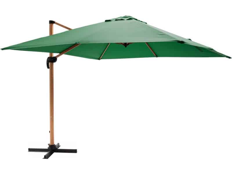Oviala - Vierkante zweefparasol 3x3m met houtlook in groene cactuskleur