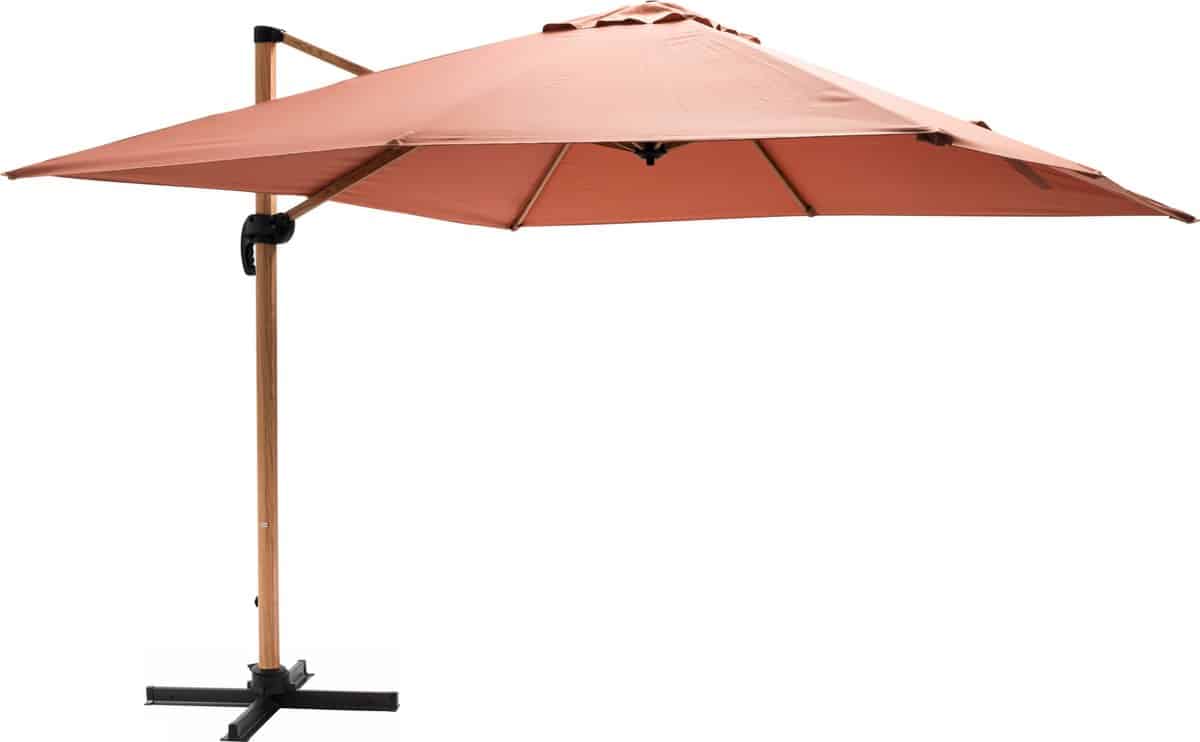 oviala vierkante zweefparasol 3x3m met houtlook klei effect brescia