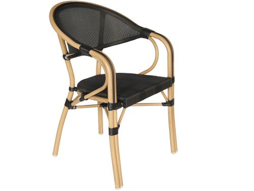 Oviala - Zwarte Parijse bistro stapelbare tuinstoel - Beaubourg