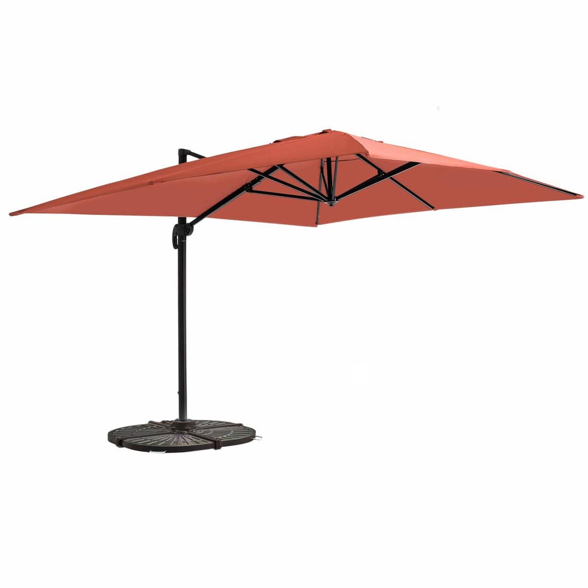 oviala zweefparasol 3x4m terracotta kantelbaar draaibaar + 4 tegels