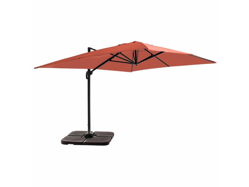 Oviala - Zweefparasol 4x3m 360° kantelb. + 4 vulbare tegels