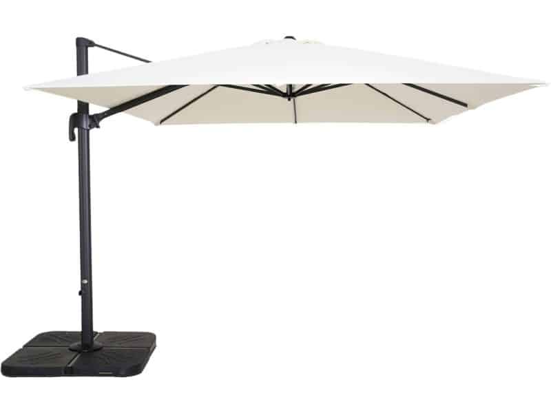 Oviala - Zweefparasol draaibaar 3x3m + 4 vulbare tegels alu
