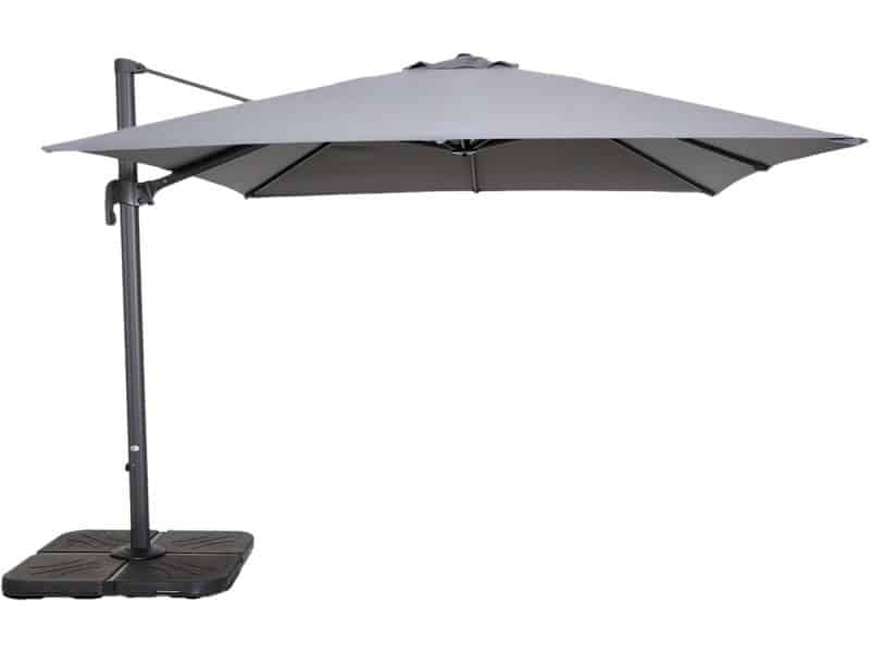 Oviala - Zweefparasol draaibaar 3x3m + 4 vulbare tegels alu