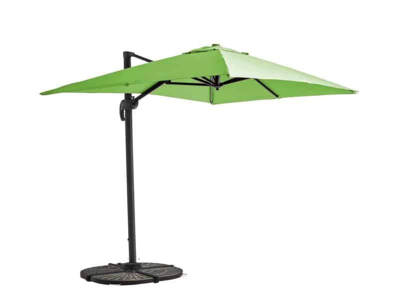 Oviala - Zwevende parasol 2x3 m met 4 verzwaarde aluminium