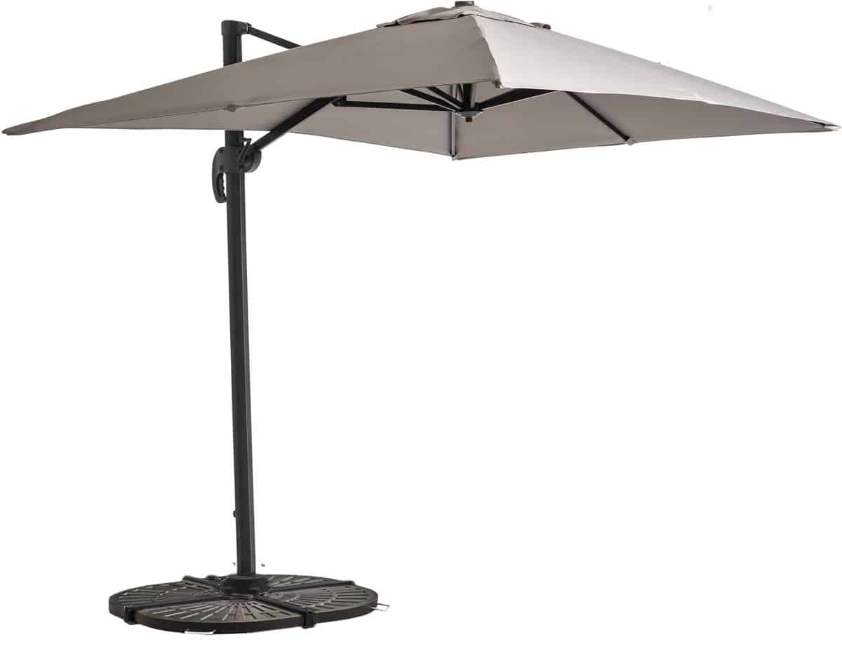 oviala zwevende parasol 2×3 m met 4 verzwaarde aluminium