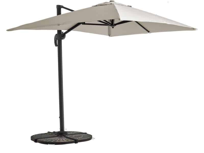 Oviala - Zwevende parasol 2x3 m met 4 verzwaarde aluminium