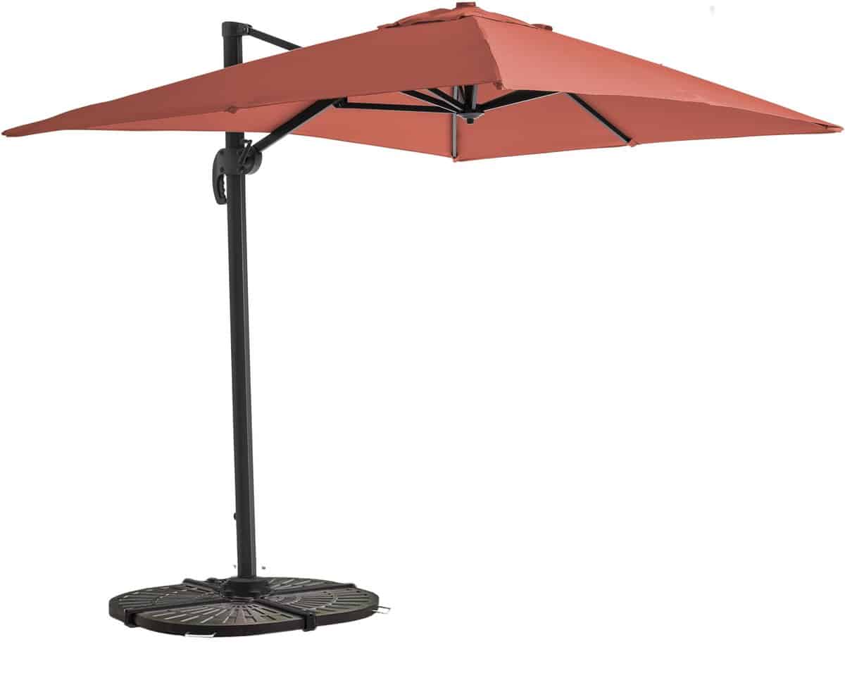 oviala zwevende parasol 2×3 m met 4 verzwaarde aluminium