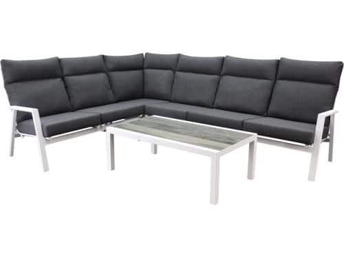 Pacific hoek loungeset 5 delig aluminium wit