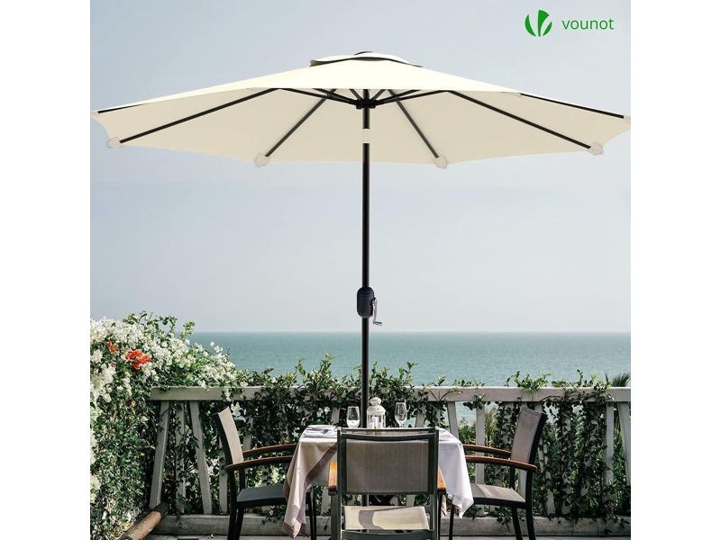 Parasol 270 cm Zwengel Knikbaar UV-bescherming Balkonscherm Tuinscherm Beige met