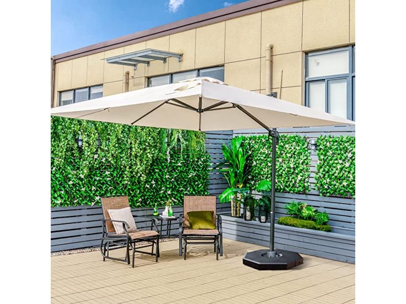 Parasol, 300 x 300 cm, vierkant, kantelbaar, tuinscherm met zwengel