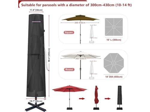 Parasol Beschermhoes - Waterdichte Parasolhoes met Stang - Zwart