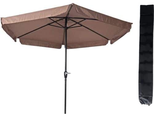 Parasol Gemini - taupe - Ø300 cm - handig opdraaisysteem
