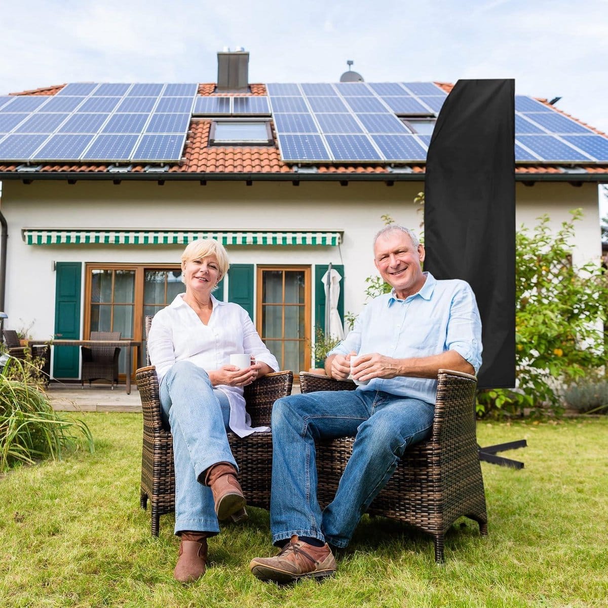 parasolhoes 2 4 m waterdicht met rits oxfordweving zwart