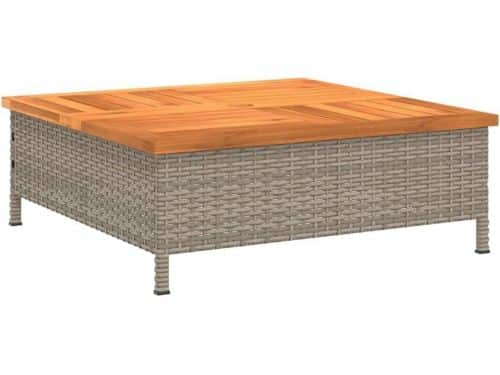 Parasolvoet 70x70x25 cm Poly Rattan en Acacia Hout - Tuinmeubelen