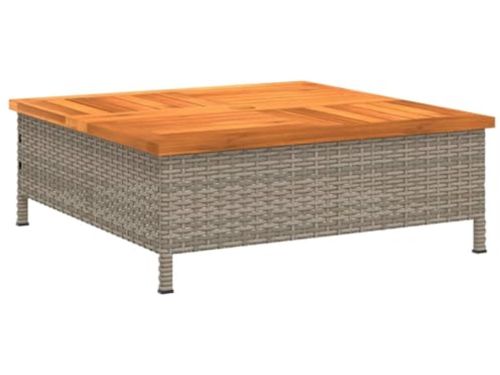 Parasolvoet 70x70x25 cm Poly Rattan en Acacia Hout - Tuinmeubelen
