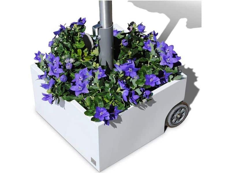 Parasolvoet met Wielen Wit voor Bloemrijke Tuinen