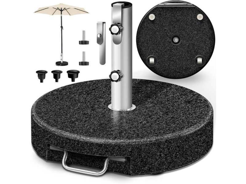 Parasolvoet op Wielen - Verrijdbaar - Weerbestendig - Zwart