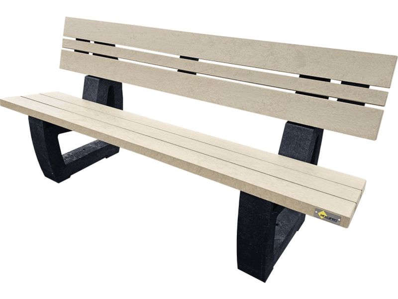 Parkbank kunststof 180cm met rugleuning gerecycled kunststof - Rekupro