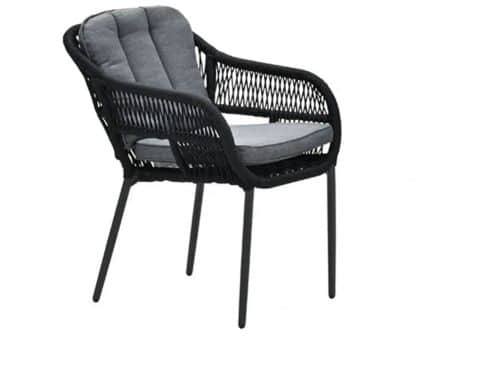 Pescara dining fauteuil - carbon black -rope black - mystic
