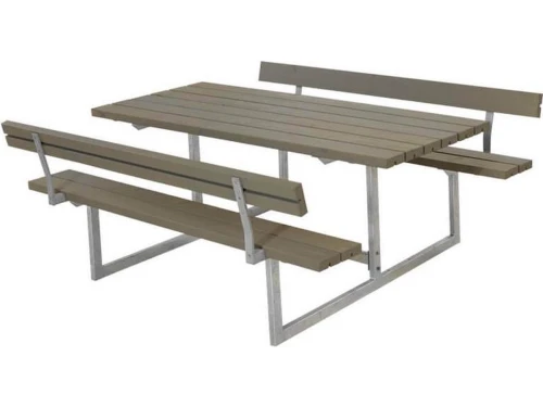Picknicktafel vuren geimpregneerd - Basic - 2 rugleuningen grijsbruin