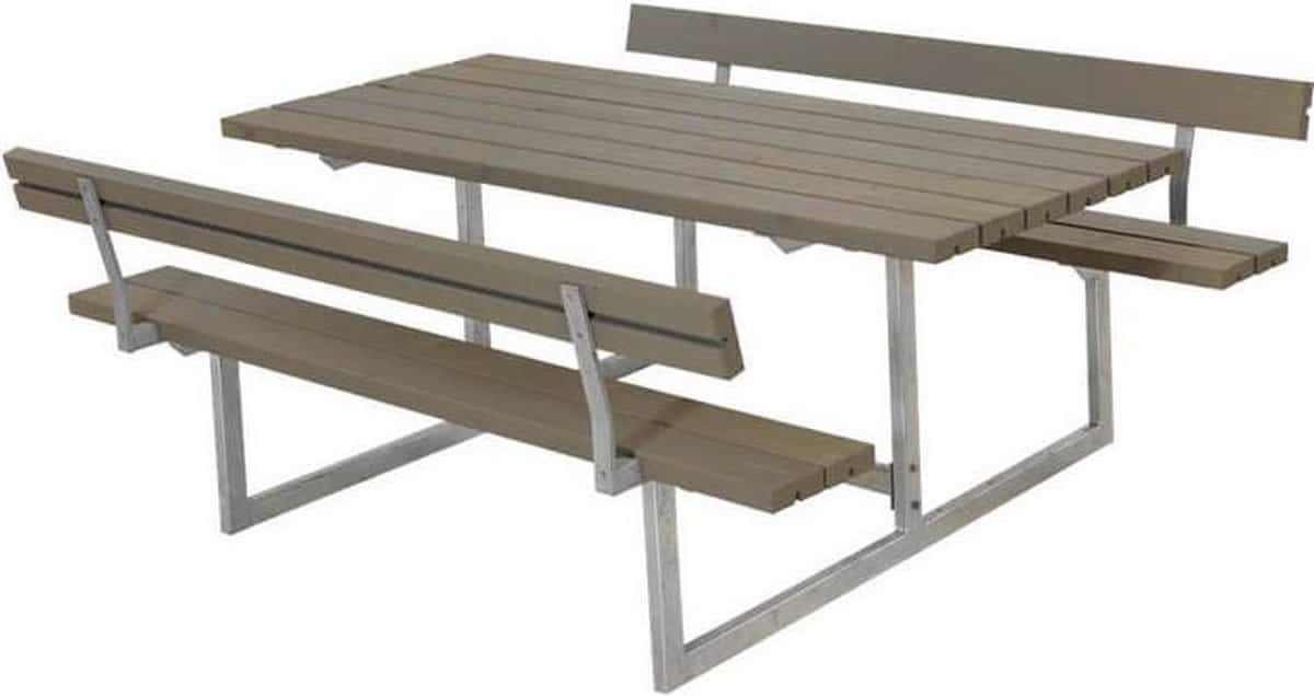 Picknicktafel vuren geimpregneerd – Basic – 2 rugleuningen grijsbruin