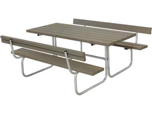 Picknicktafel vuren geimpregneerd - Classic - 2 rugleuningen grijsbruin