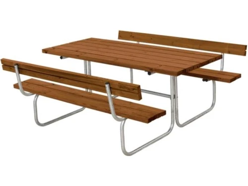 Picknicktafel vuren geimpregneerd - Classic 2 rugleuningen teak - 177