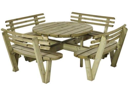 Picknicktafel vuren geimpregneerd - Kombi - rond met rugleuning