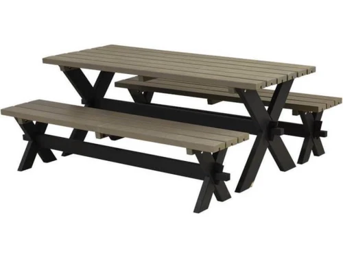 Picknicktafel vuren geimpregneerd - Nostalgi - zwart en grijsbruin