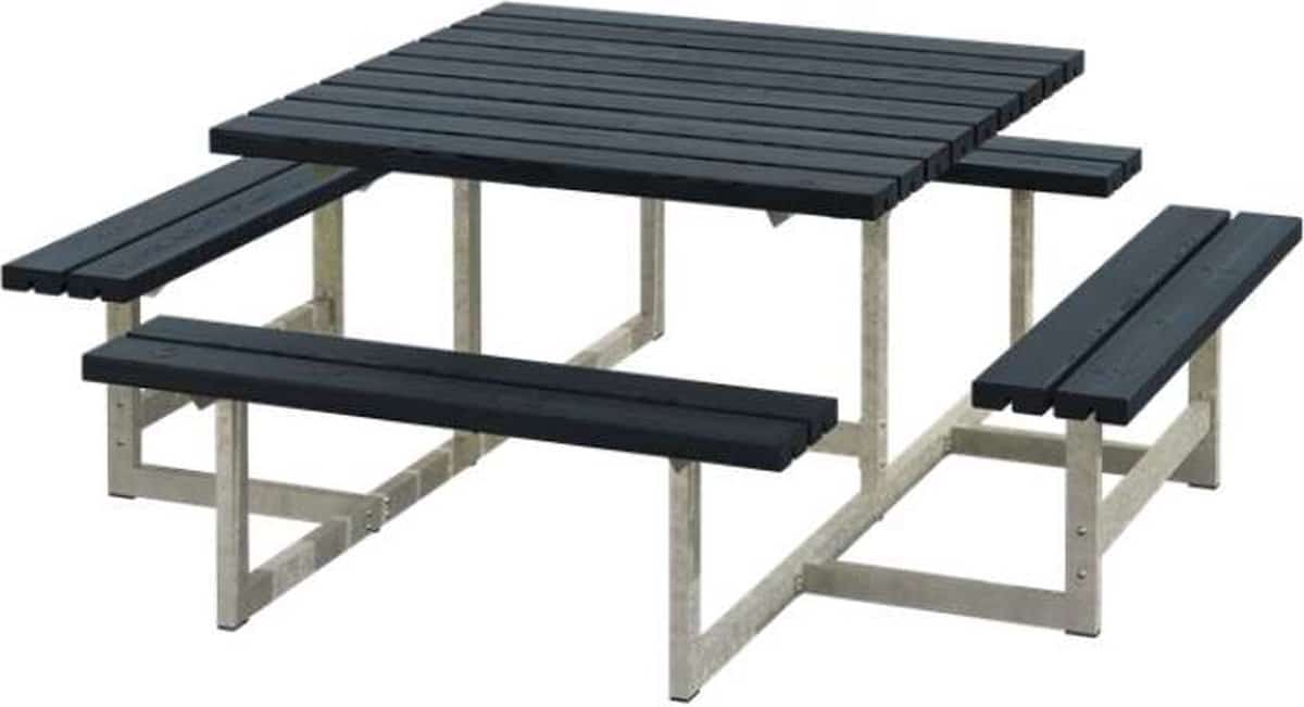 Picknicktafel vuren – Picknick vierkant gegrond zwart 200 x 200