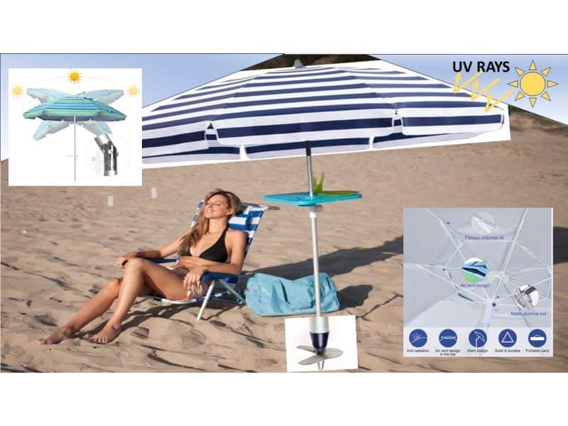 Pincho - LUXE ALUMINIUM STRANDPARASOL & LANGE ZANDBOOR (Grondboor)