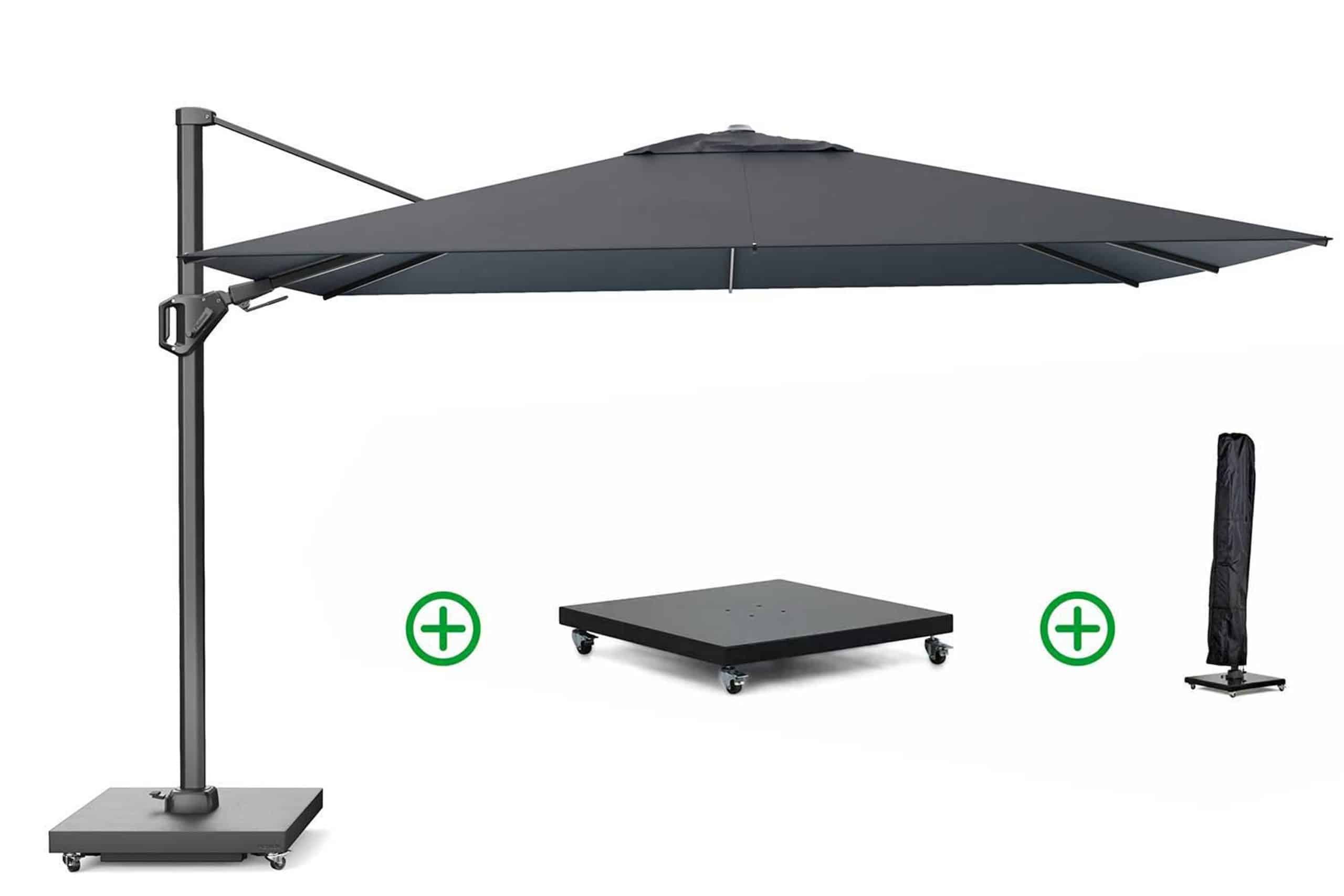 platinum challenger zweefparasol 2.6×3.5m t2 premium (incl. voet en hoes) faded black
