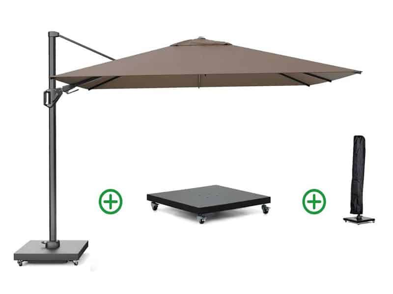 Platinum Challenger zweefparasol 2.6x3.5m T2 premium (incl. voet en hoes) havana
