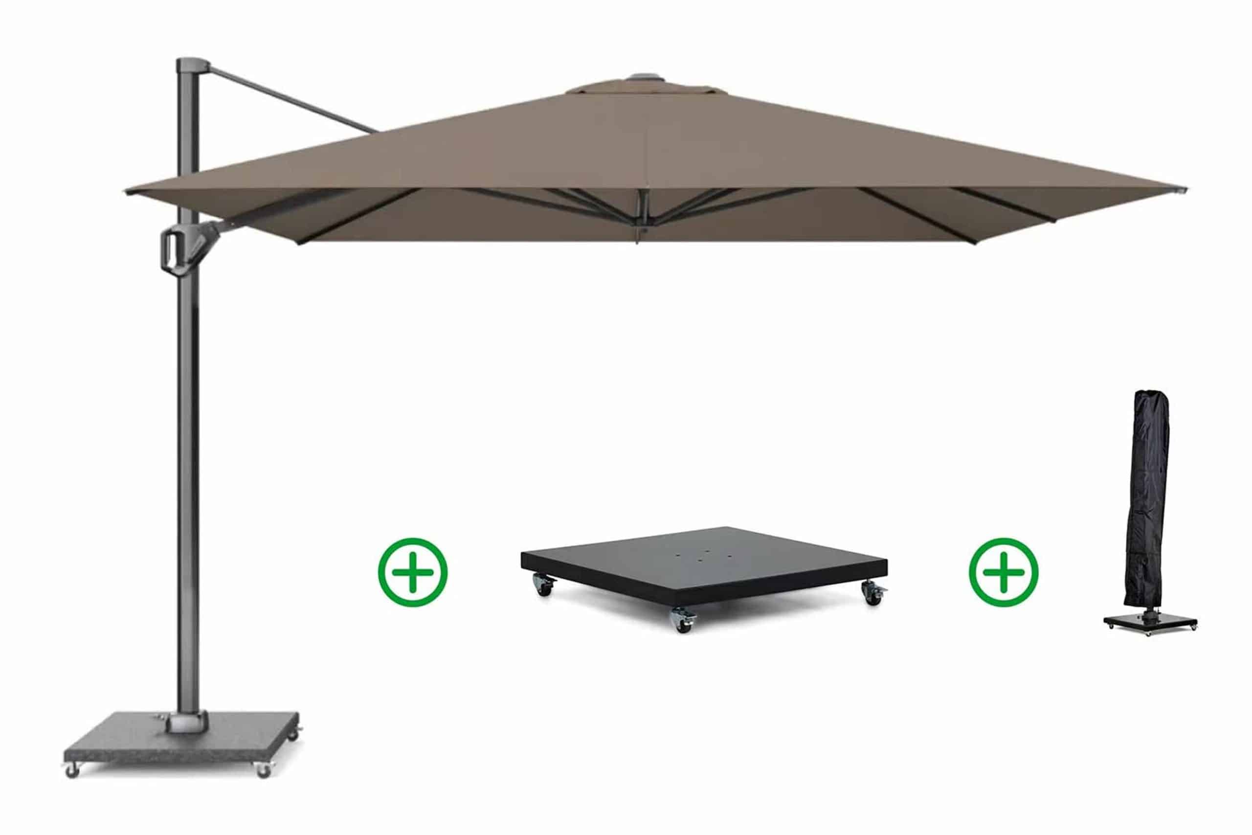 platinum challenger zweefparasol 3.5×3.5m t1 premium (incl. voet en hoes) havana